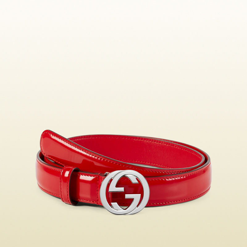 Gucci polished leather belt with interlocking G buckle 370717 DKE0N 6433