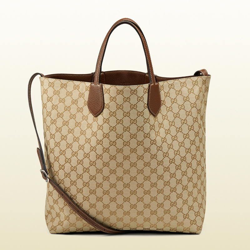 Gucci ramble reversible leather tote and original GG canvas tote