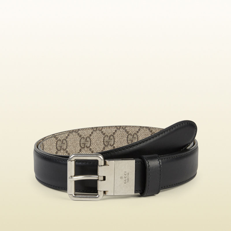 Gucci reversible leather and gg supreme belt 387035 BTTAN 8775