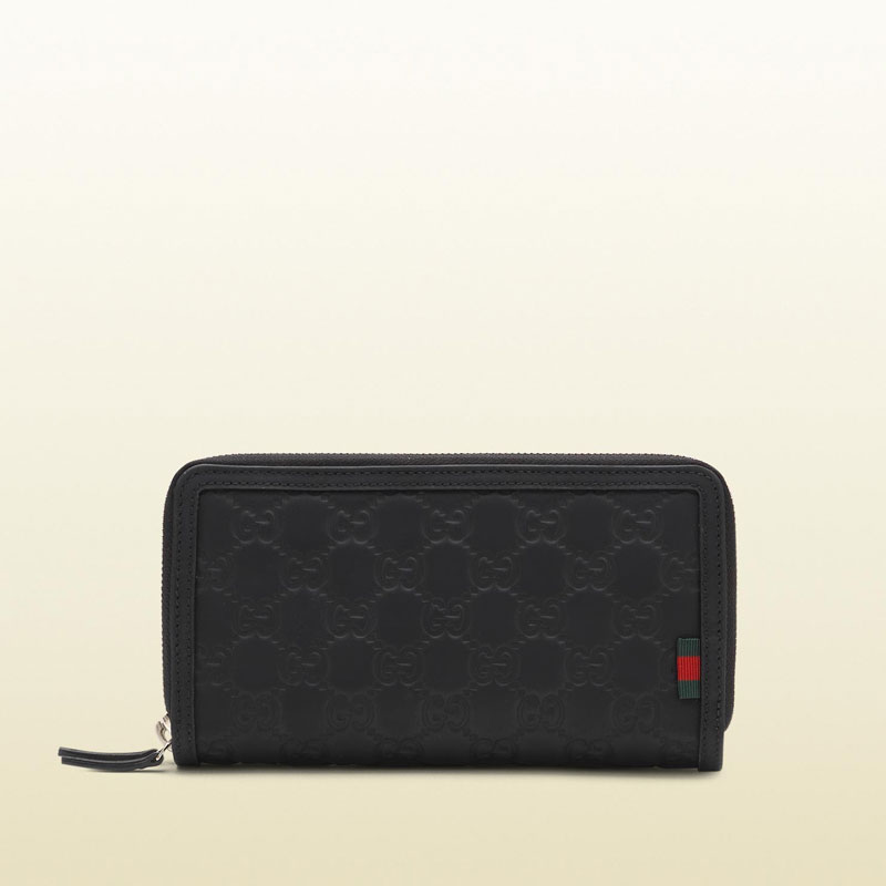 Gucci rubber guccissima leather double zip around wallet