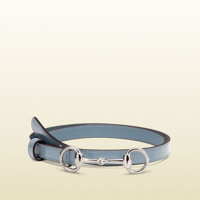 Gucci sky blue leather belt with horsebit buckle 282349 CLG0N 4801