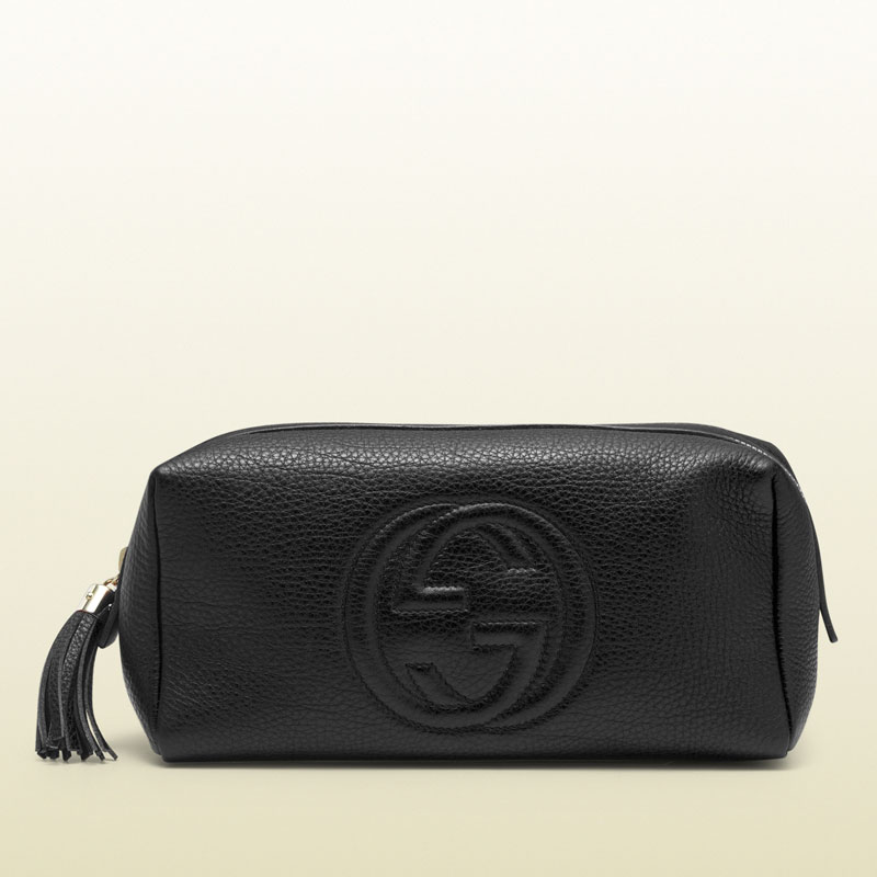 Gucci soho large black leather cosmetic bag