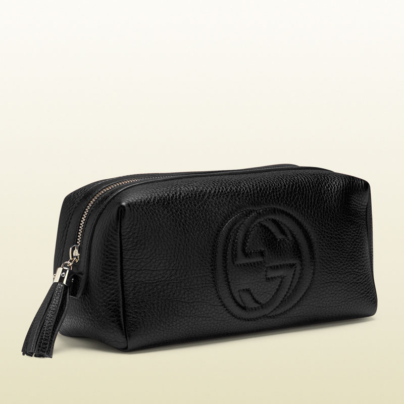 Gucci soho large black leather cosmetic bag