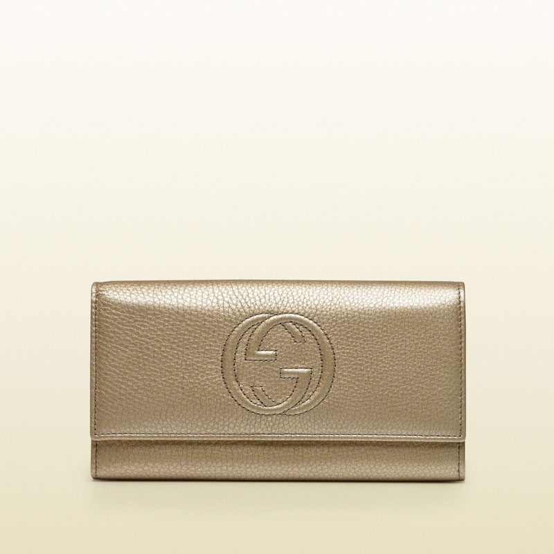 Gucci soho metallic leather continental wallet