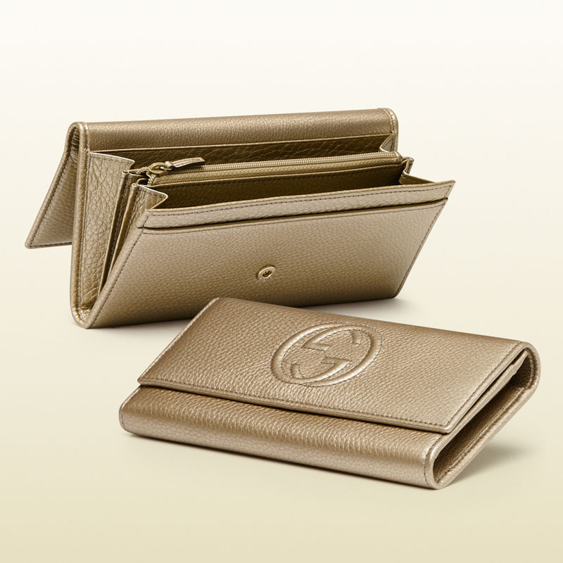 Gucci soho metallic leather continental wallet