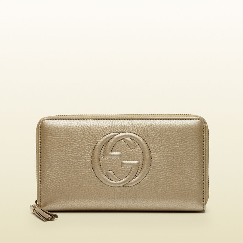 Gucci soho metallic leather zip around wallet