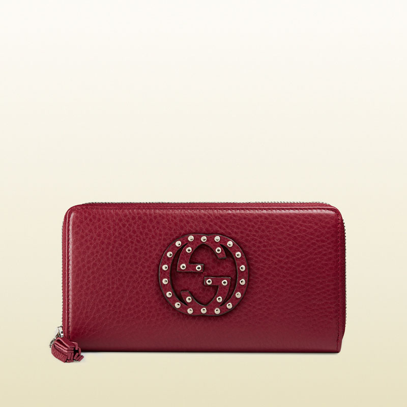 Gucci soho studded leather zip around wallet