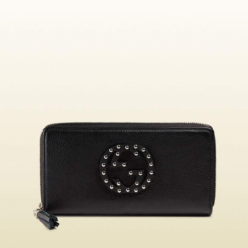 Gucci soho studded leather zip around wallet