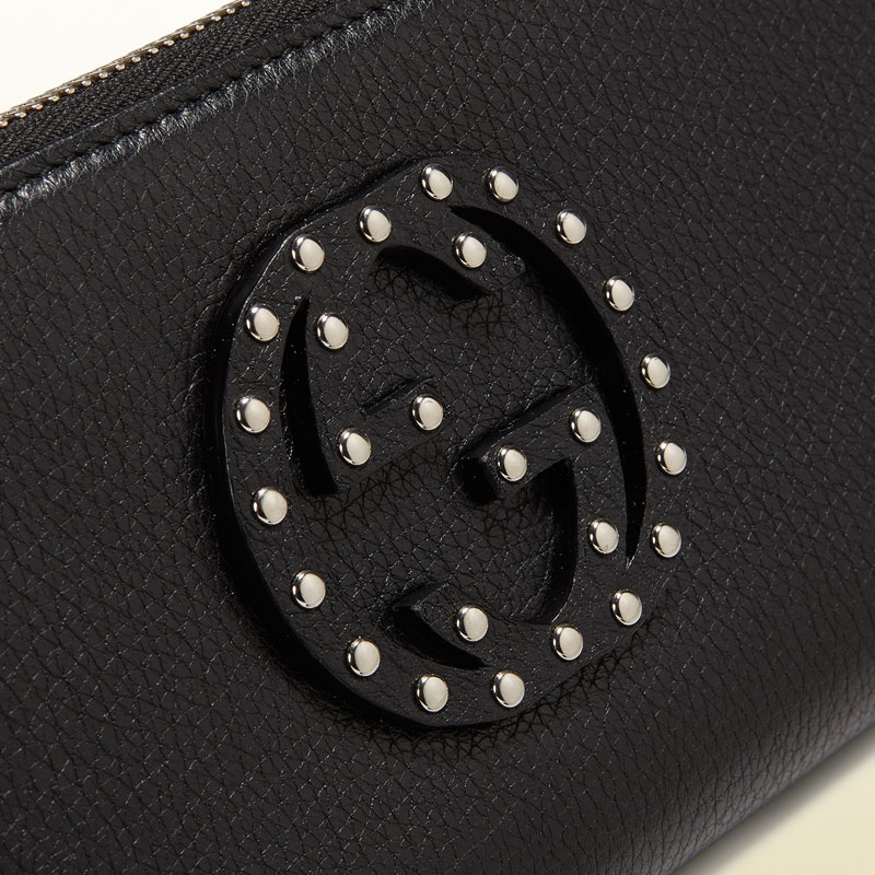 Gucci soho studded leather zip around wallet