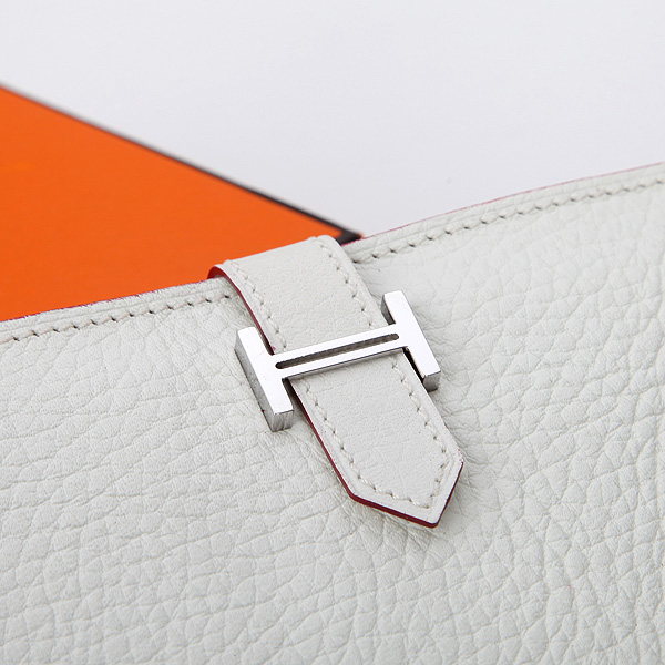 Hermes Bearn Japonaise Bi-Fold Wallet Original Clemence Leather A208 White