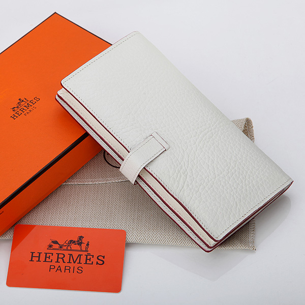 Hermes Bearn Japonaise Bi-Fold Wallet Original Clemence Leather A208 White