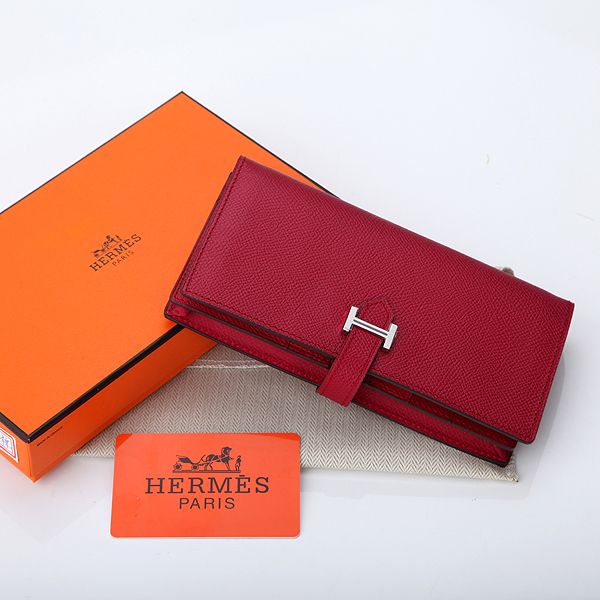 Hermes Bearn Japonaise Bi-Fold Wallet Original Saffiano Leather A208 Claret