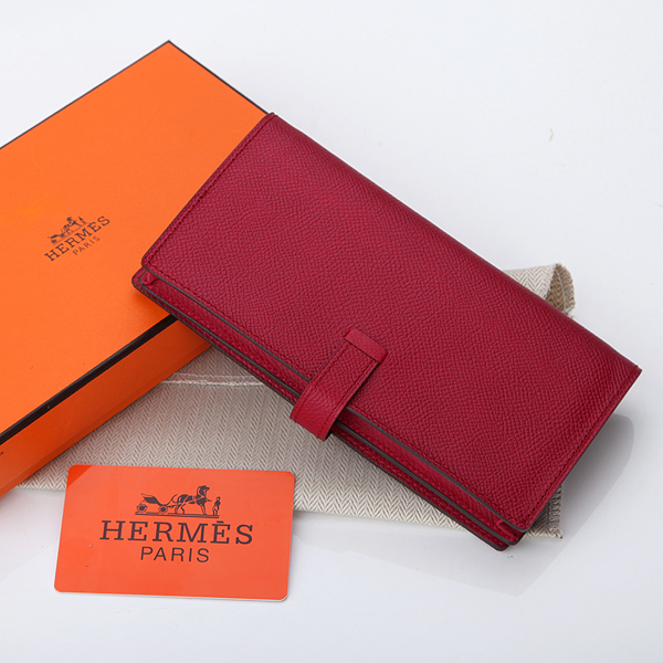 Hermes Bearn Japonaise Bi-Fold Wallet Original Saffiano Leather A208 Claret