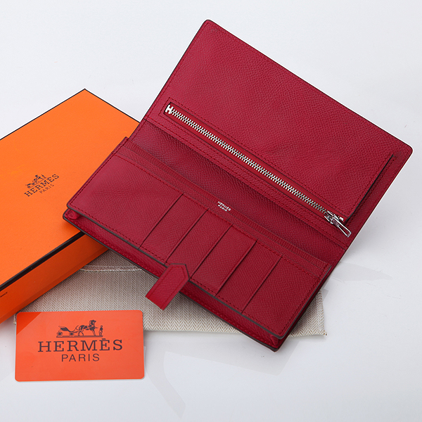 Hermes Bearn Japonaise Bi-Fold Wallet Original Saffiano Leather A208 Claret