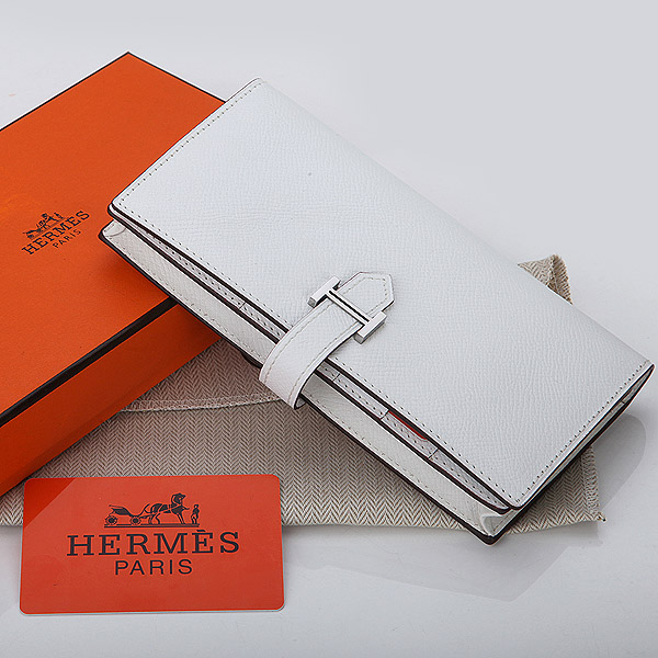 Hermes Bearn Japonaise Bi-Fold Wallet Original Saffiano Leather A208 White