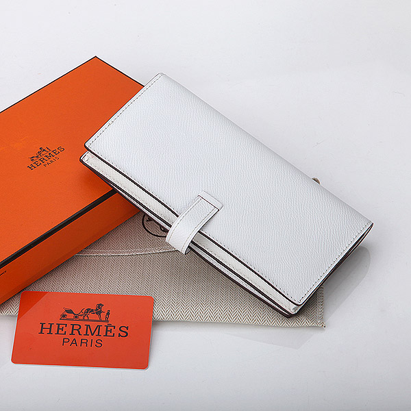 Hermes Bearn Japonaise Bi-Fold Wallet Original Saffiano Leather A208 White