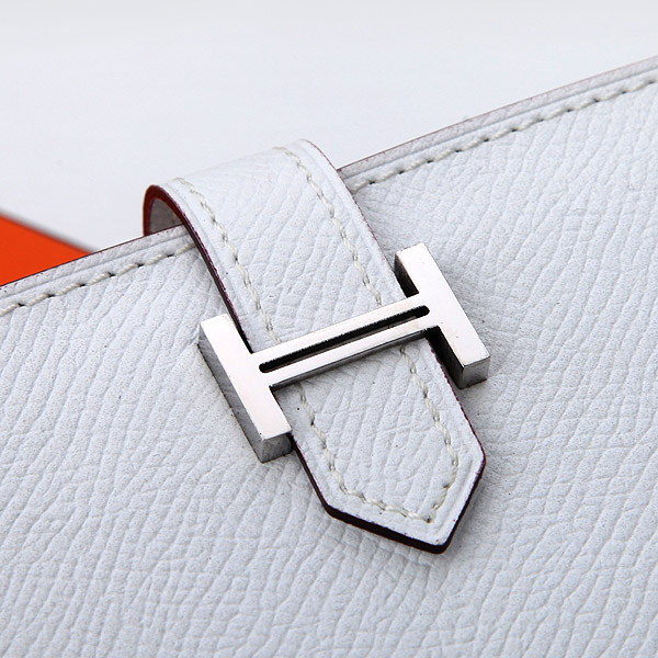 Hermes Bearn Japonaise Bi-Fold Wallet Original Saffiano Leather A208 White