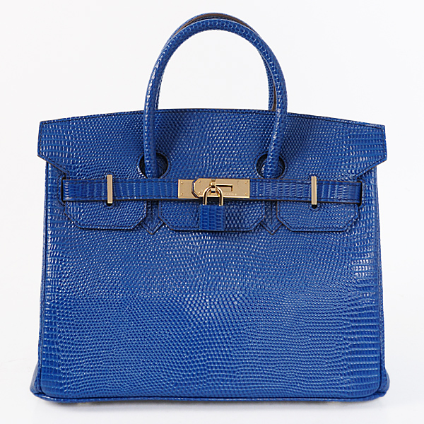 Hermes Birkin 30CM Tote Bags Blue Lizard Leather Gold hardware