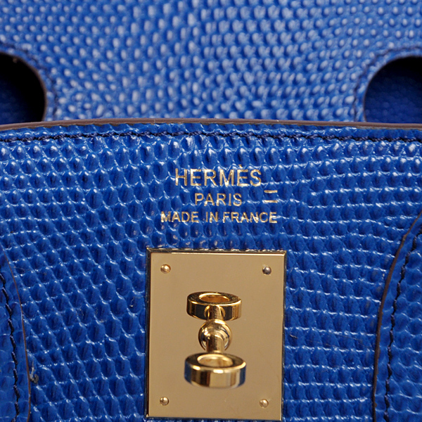 Hermes Birkin 30CM Tote Bags Blue Lizard Leather Gold hardware