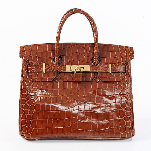 Hermes Birkin 30CM Tote Bags Dark Coffee Crocodile Leather Gold hardware