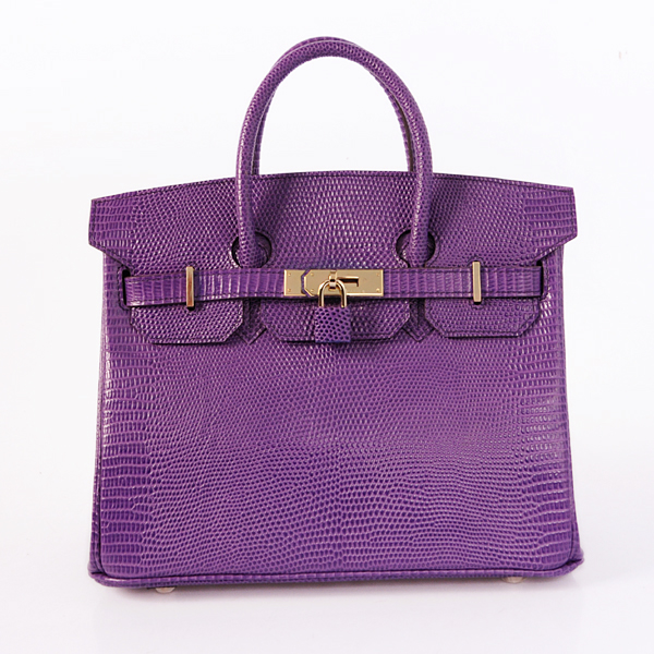 Hermes Birkin 30CM Tote Bags Purple Lizard Leather Gold hardware