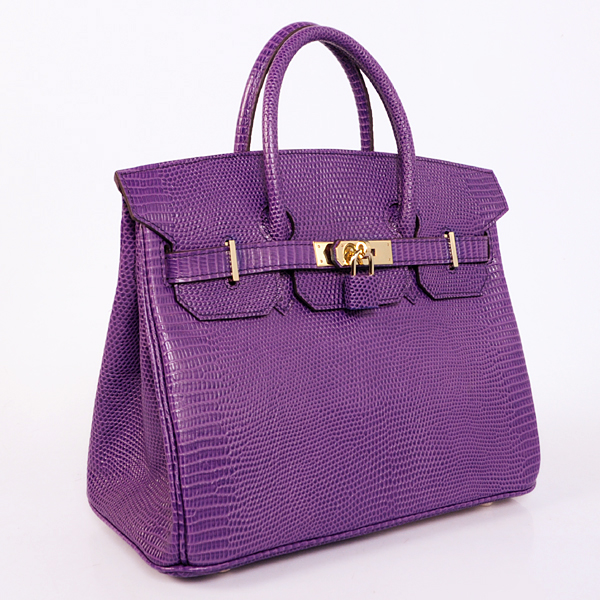 Hermes Birkin 30CM Tote Bags Purple Lizard Leather Gold hardware