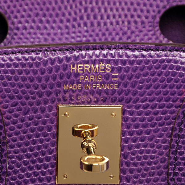 Hermes Birkin 30CM Tote Bags Purple Lizard Leather Gold hardware