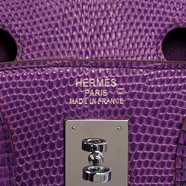 Hermes Birkin 30CM Tote Bags Purple Lizard Leather Silver hardware