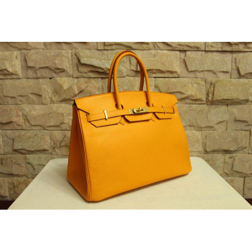 Hermes Birkin 35CM Calf Leather Bag H35 Light Orange with Gold hardware