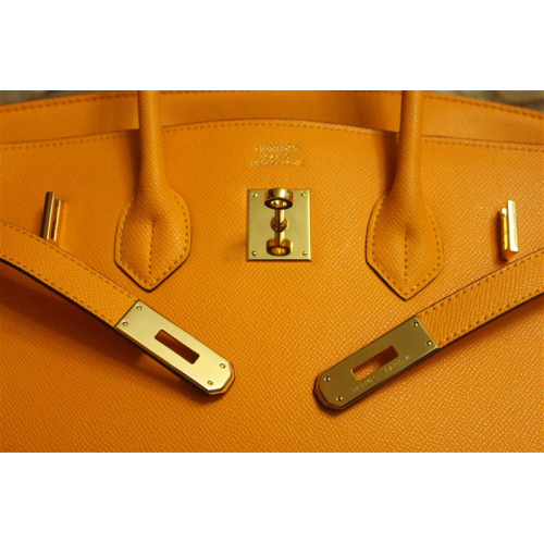 Hermes Birkin 35CM Calf Leather Bag H35 Light Orange with Gold hardware