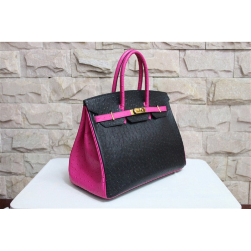 Hermes Birkin 35CM Ostrich leather Gold hardware H35 Black&Peach