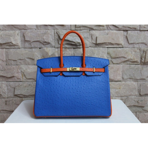 Hermes Birkin 35CM Ostrich leather Gold hardware H35 Blue&Orange