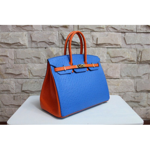 Hermes Birkin 35CM Ostrich leather Gold hardware H35 Blue&Orange