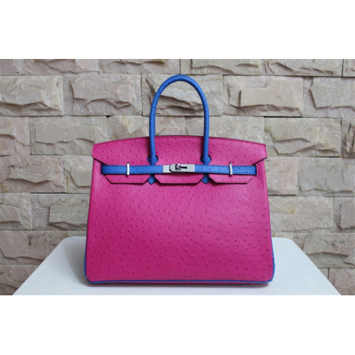 Hermes Birkin 35CM Ostrich leather Gold hardware H35 Peach&Blue