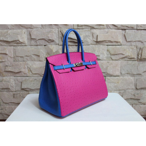 Hermes Birkin 35CM Ostrich leather Gold hardware H35 Peach&Blue