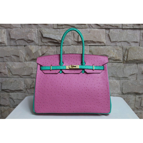 Hermes Birkin 35CM Ostrich leather Gold hardware H35 Pink&Green