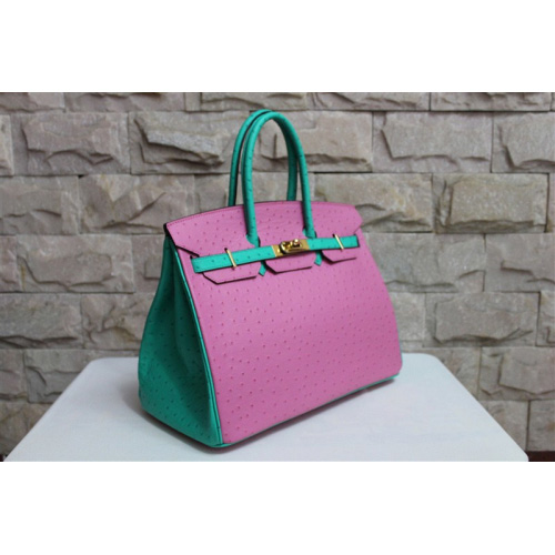 Hermes Birkin 35CM Ostrich leather Gold hardware H35 Pink&Green