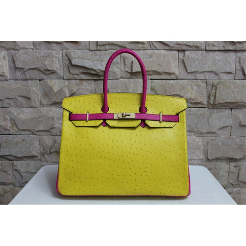 Hermes Birkin 35CM Ostrich leather Gold hardware H35 Yellow&Peach