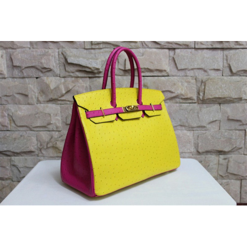 Hermes Birkin 35CM Ostrich leather Gold hardware H35 Yellow&Peach