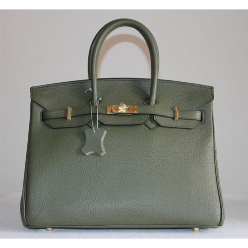 Hermes Birkin 35CM Tote Bag Dark Green Clemence Leather with Gold hardware