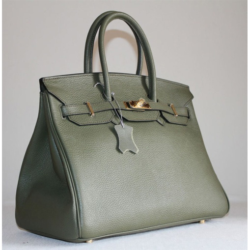 Hermes Birkin 35CM Tote Bag Dark Green Clemence Leather with Gold hardware