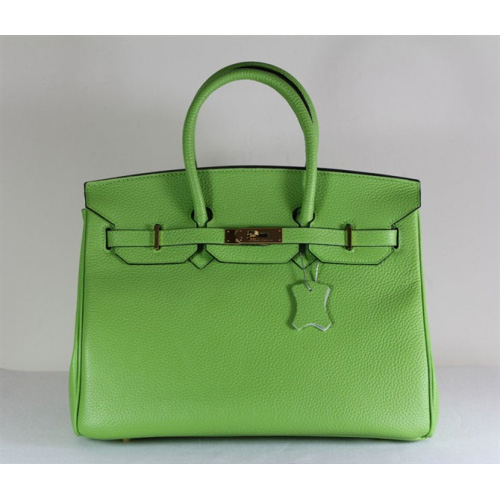 Hermes Birkin 35CM Tote Bag Green Clemence Leather with Gold hardware