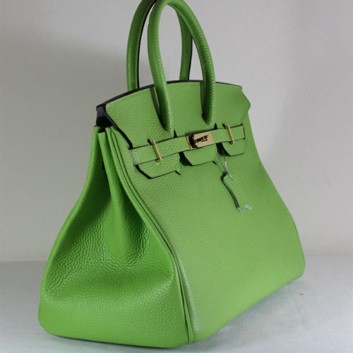 Hermes Birkin 35CM Tote Bag Green Clemence Leather with Gold hardware