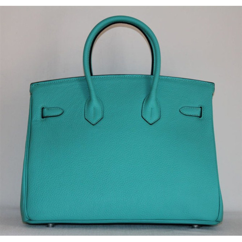 Hermes Birkin 35CM Tote Bag Lake Blue Clemence Leather with Silver hardware