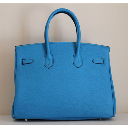 Hermes Birkin 35CM Tote Bag Light Blue Clemence Leather with Gold hardware