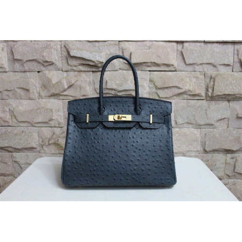 Hermes Birkin 35CM Tote Bag Ostrich Leather Black with Gold hardware