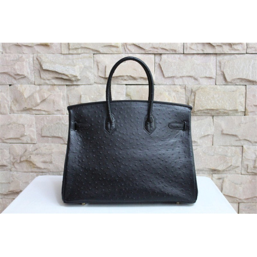 Hermes Birkin 35CM Tote Bag Ostrich Leather Black with Gold hardware