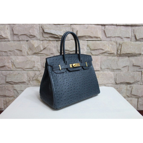 Hermes Birkin 35CM Tote Bag Ostrich Leather Black with Gold hardware