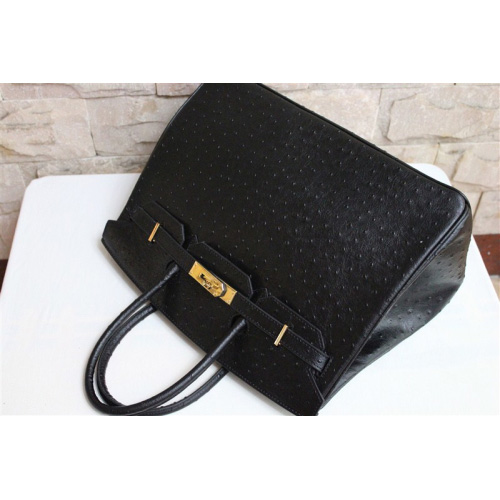 Hermes Birkin 35CM Tote Bag Ostrich Leather Black with Gold hardware