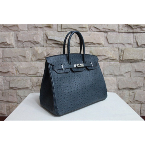 Hermes Birkin 35CM Tote Bag Ostrich Leather Black with Silver hardware